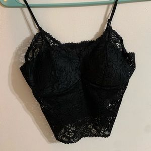 Black lace crop top.